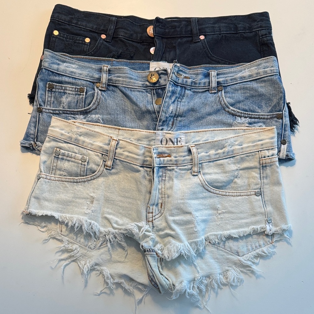 One Teaspoon Women's Jean Shorts - Black, Blue, Light Blue